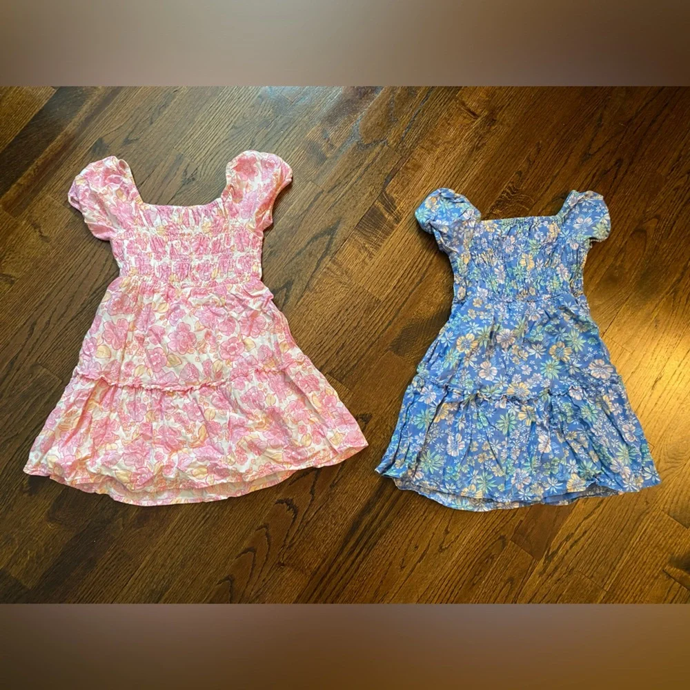 Jumping Beans- 2pc set Girls Pink Floral Smocked Sundress blue pink floral 4T